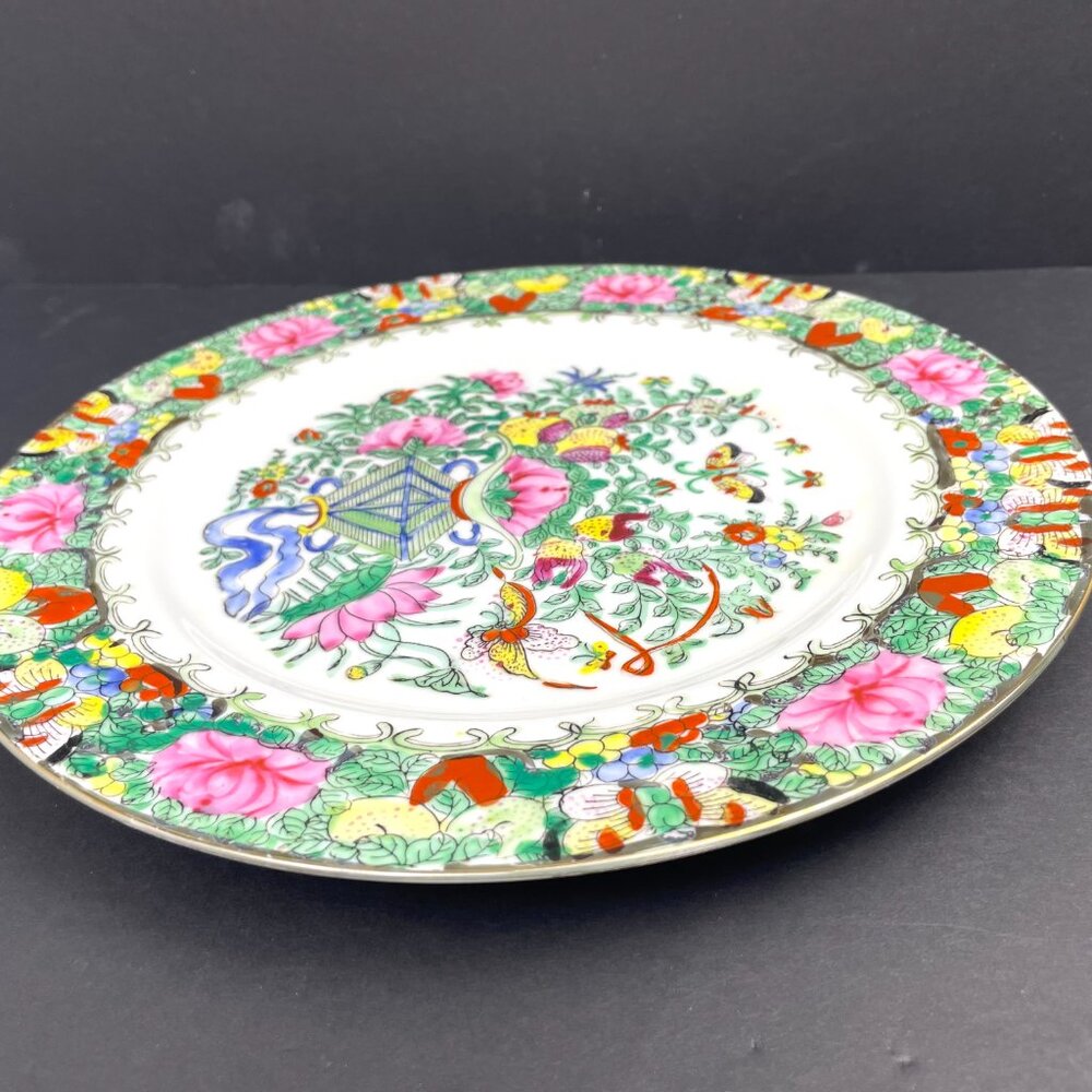 Vtg Maitland-Smith Hand Decorated Rose Lotus Medallion Plate 10.25” Hong Kong - Picture 3 of 9